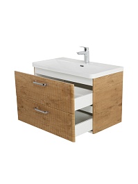 BelBagno Тумба с раковиной Due 80 подвесная Rovere Nature ручки Хром полированный – фотография-6